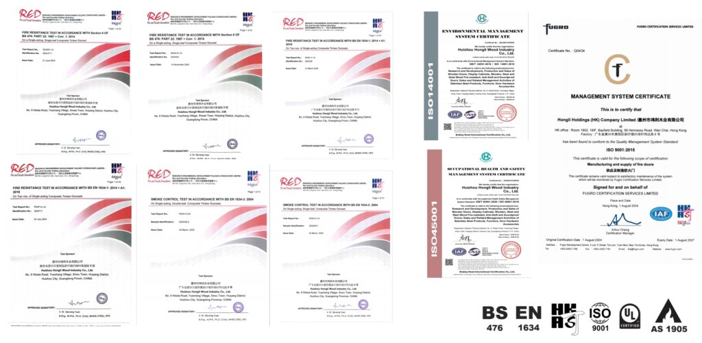 Hongli Fire Door Certificates